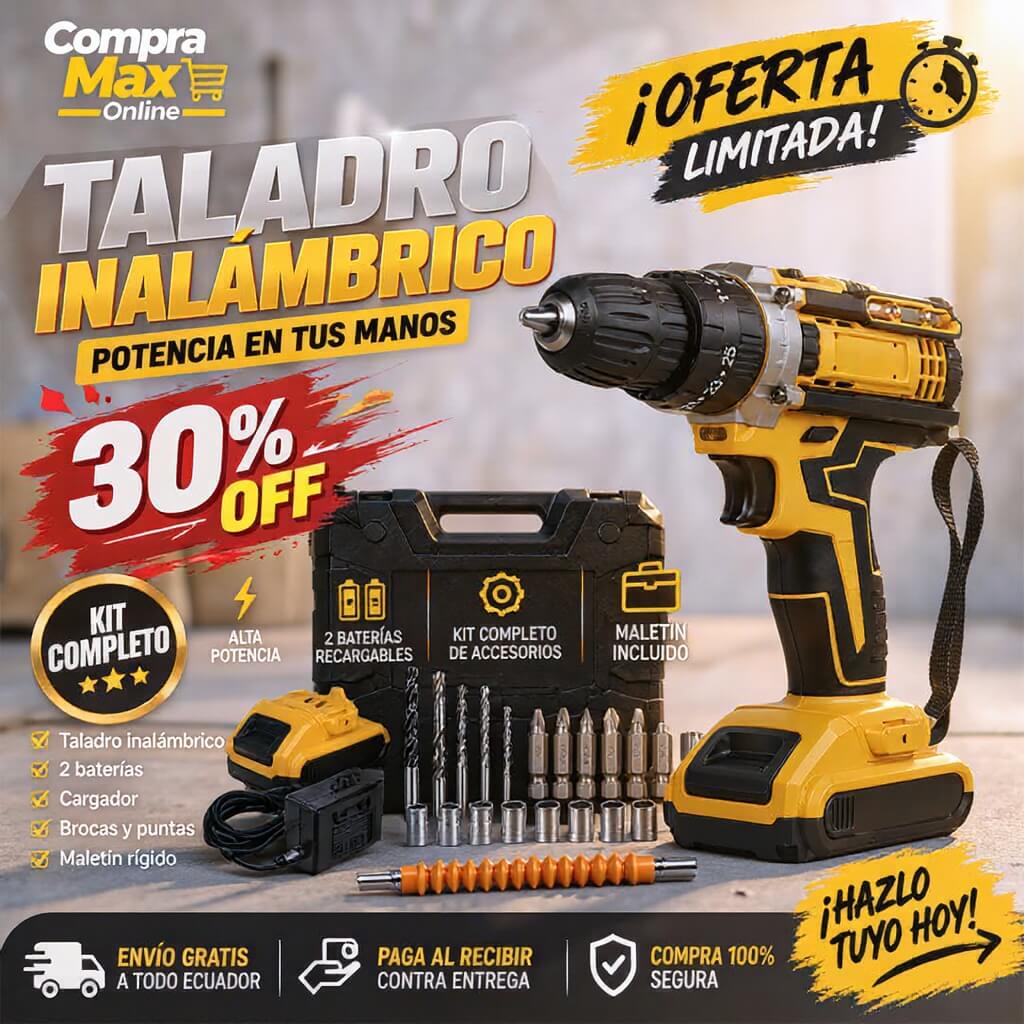 Taladro Inalámbrico 21V – Kit Completo con 2 Baterías + Maletín